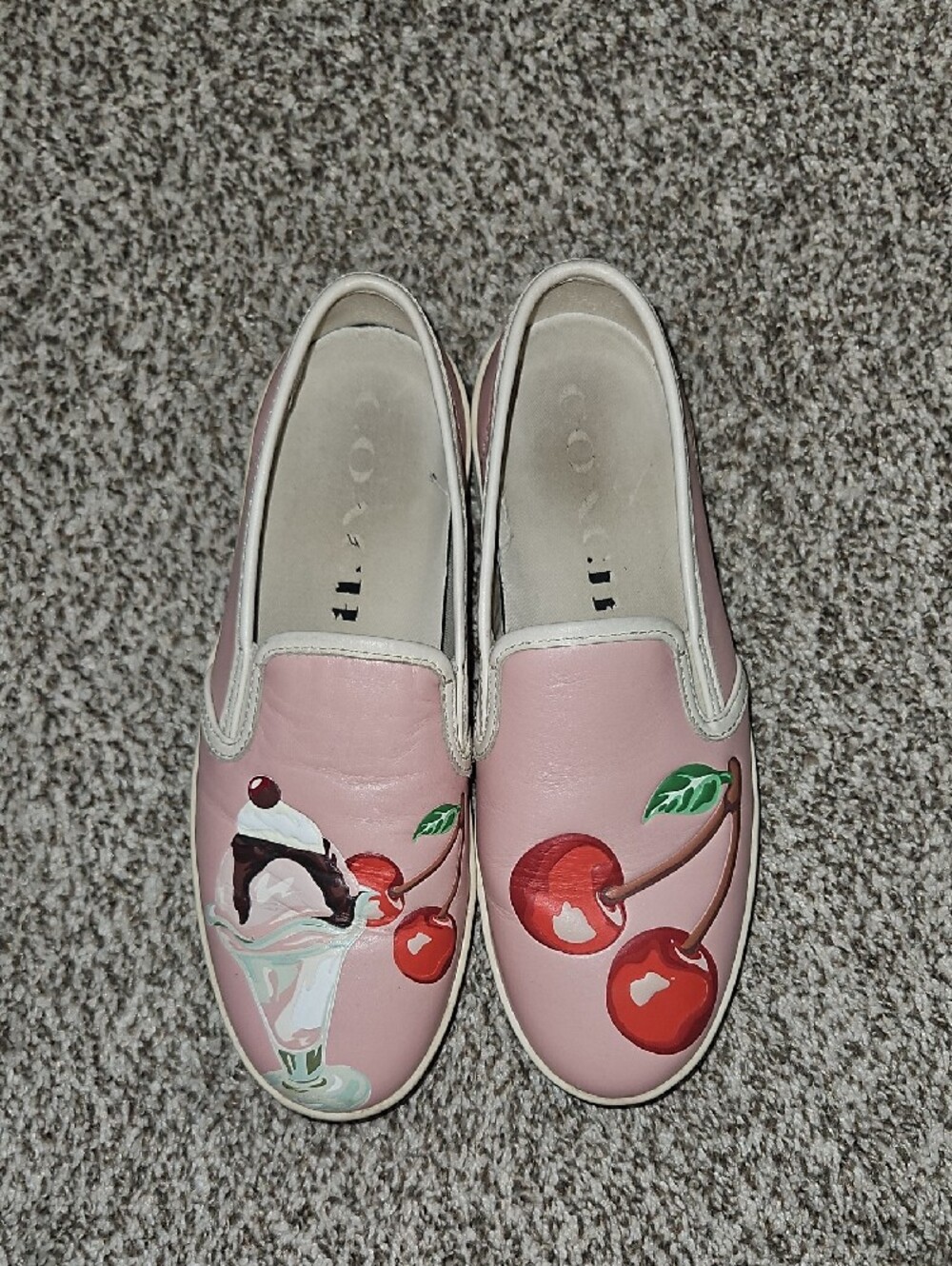Coach Pink Slip-On Sneakers with Cherry & Sundae Motif - Picture 2 of 11